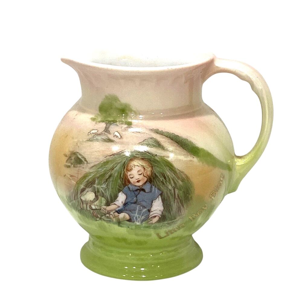 Antique Royal Bayreuth Bavaria Porcelain Creamer Little Boy Blue Nursery 1900's